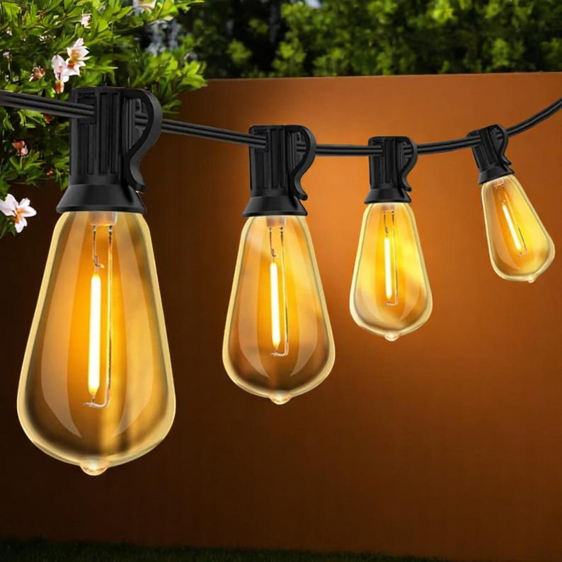 Wasserdichte Lichterketten für den Außenbereich – dimmbare ST38-Gartenlichter, bruchsicher, für Hinterhof, Veranda, Terrasse, Bistro und Garten