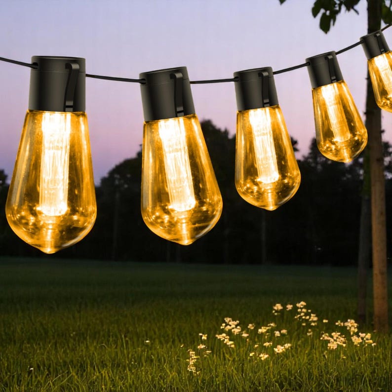 Wasserdichte Lichterketten für den Außenbereich – dimmbare ST38-Gartenlichter, bruchsicher, für Hinterhof, Veranda, Terrasse, Bistro und Garten