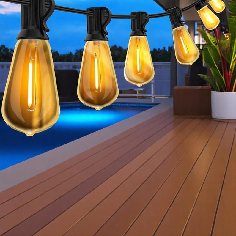 Wasserdichte Lichterketten für den Außenbereich – dimmbare ST38-Gartenlichter, bruchsicher, für Hinterhof, Veranda, Terrasse, Bistro und Garten