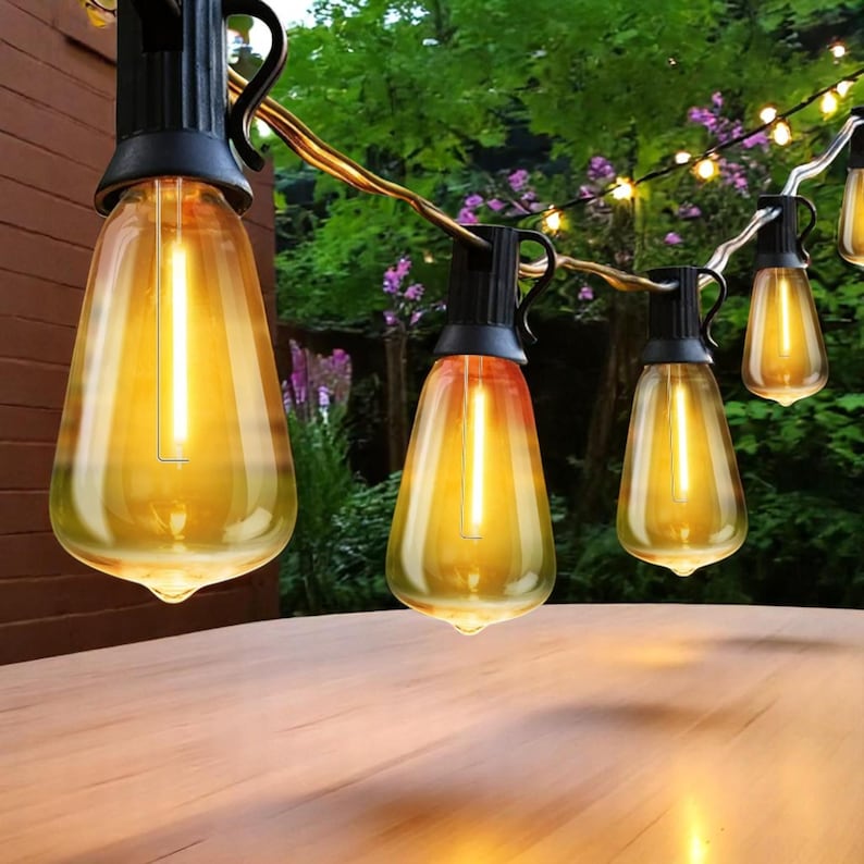 Wasserdichte Lichterketten für den Außenbereich – dimmbare ST38-Gartenlichter, bruchsicher, für Hinterhof, Veranda, Terrasse, Bistro und Garten