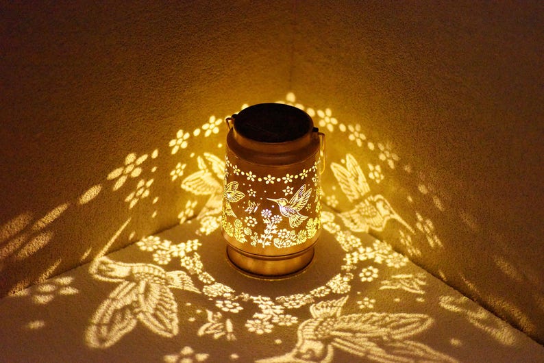 Hängende Solar-Kolibri-Muster-Laterne, Gartenleuchte, dekoratives Licht